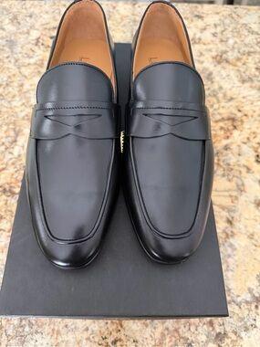 Men's Black Leather Luciano Penny Loafers
